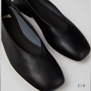 Camper Casi Myra Black Leather Ballerina Flats